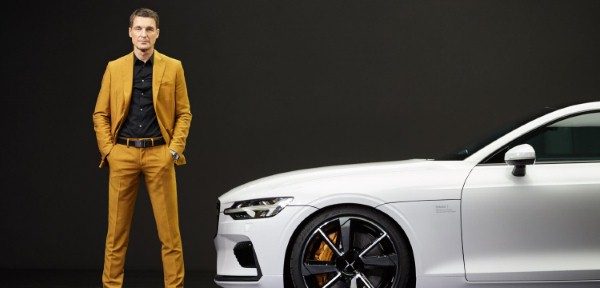 Polestar's Thomas Ingenlath with the brand's first car: the Polestar 1