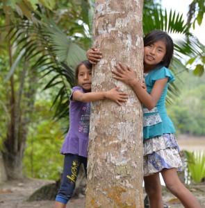 children-hug-trees